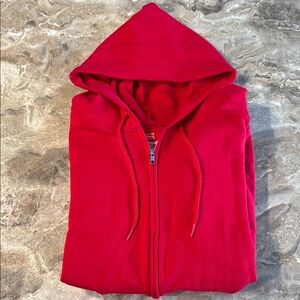 Red zip hooded jacket